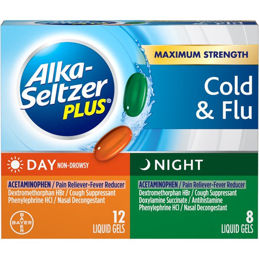 Bayer Healthcare Alka-Seltzer Plus Day & Night Multi-Symptom Cold & Flu, Liquid Gels, 20 ct | Mountainside Medical Equipment 1-888-687-4334 to Buy