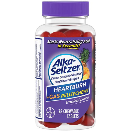Buy Bayer Healthcare Alka-Seltzer Heartburn + Gas Relief Chewables Tropical Punch 28 Count  online at Mountainside Medical Equipment