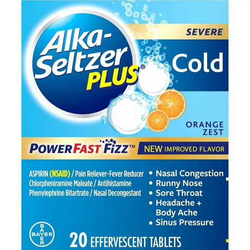 Cold Medicine | Alka-Seltzer Plus Cold Formula Orange Zest Flavor 20ct