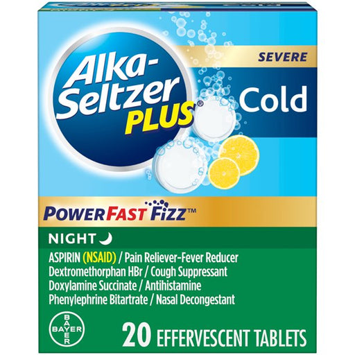 Buy Bayer Healthcare Alka-Seltzer Plus Severe Night Cold Lemon Effervescent Tablets 20 ct  online at Mountainside Medical Equipment