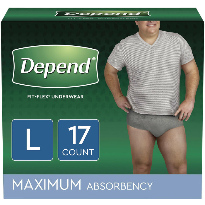 Depend Fit-Flex Incontinence Underwear for Men, Large, Two 17ct Boxes ...