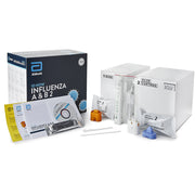 Image of ID NOW Influenza A+B 2.0 Testing Kit, featuring components for rapid nasal swab influenza testing and efficient flu diagnosis.