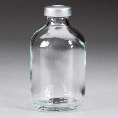 Medication Mixing Device, | Empty Glass Vial, Sterile, 50ml - 20mm diameter, Clear, 25/tray