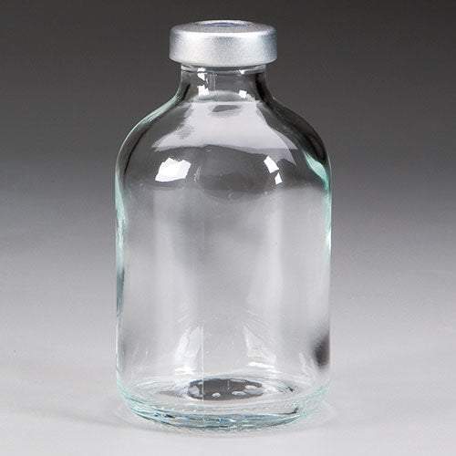 Empty Glass Vial, Sterile 50 mL - 20 mm diameter, Clear, 25/tray for safe lab use and medical storage.
