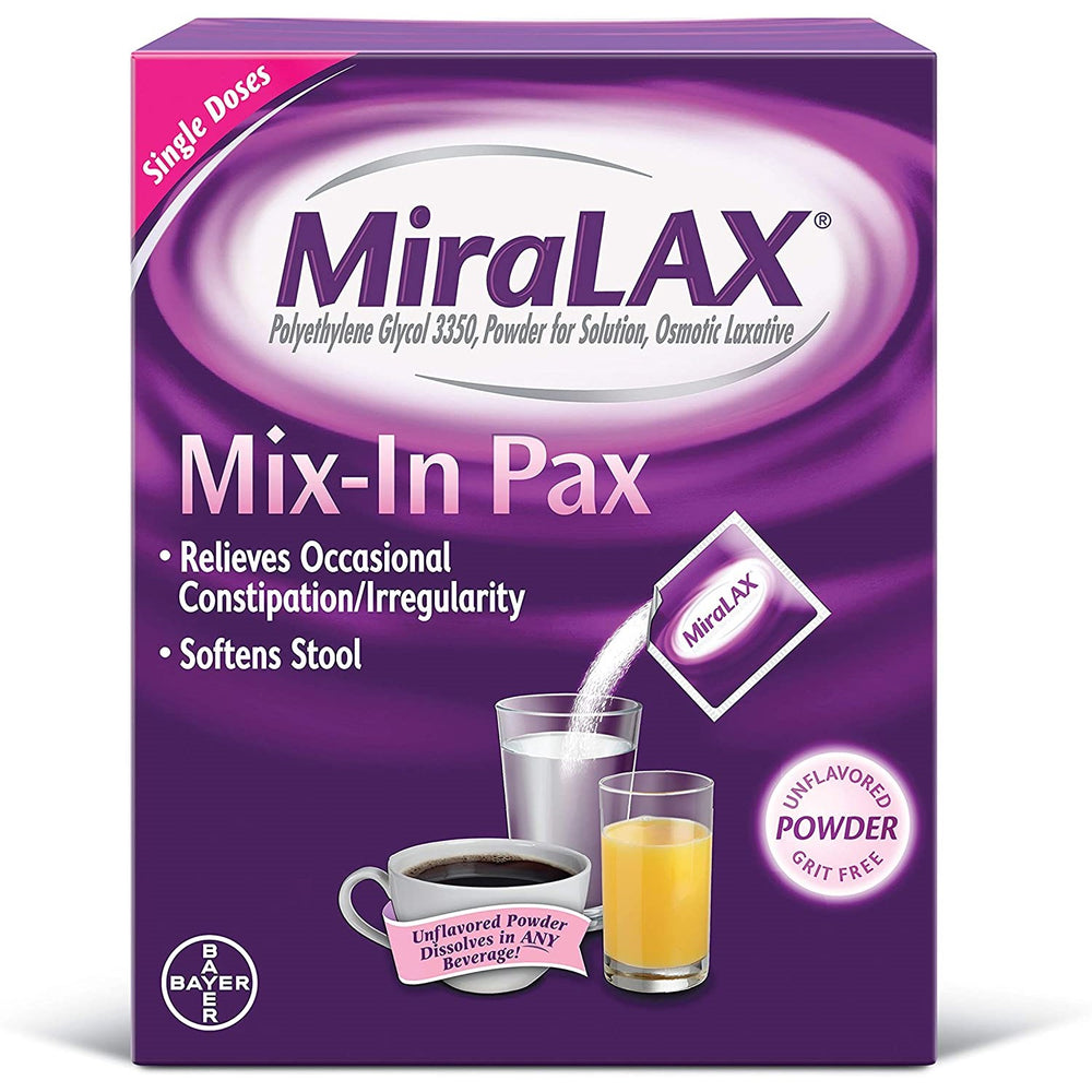 Laxatives | MiraLAX Mix-In Pax Unflavored Laxative Powder, 10 Single Dose Packets