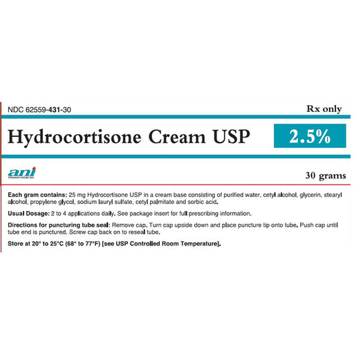 ANI Pharmaceuticals Hydrocortisone Cream 2.5% Topical Corticosteroid 30 Gram Tube- ANI Pharma | Buy at Mountainside Medical Equipment 1-888-687-4334