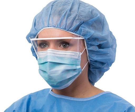 Cardinal Health Procedure Mask, Level 3 with Anti-Fog Foam and Eyeshield, Ear Loops, Blue, 25/bx | Mountainside Medical Equipment 1-888-687-4334 to Buy