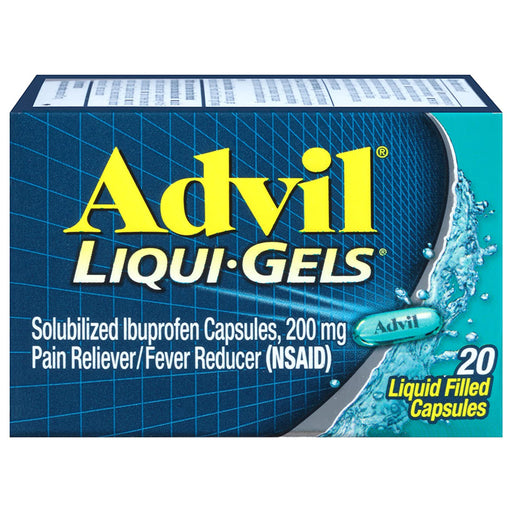 Pfizer Advil Liqui-Gel Minis Pain Reliever and Fever Reducer Ibuprofen 200mg 20 Count | Mountainside Medical Equipment 1-888-687-4334 to Buy