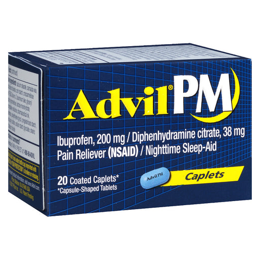 Shop for Advil PM Nightime Sleep and Pain Relief Medicine, 20 Coated Caplets used for Nighttime Sleep Aid