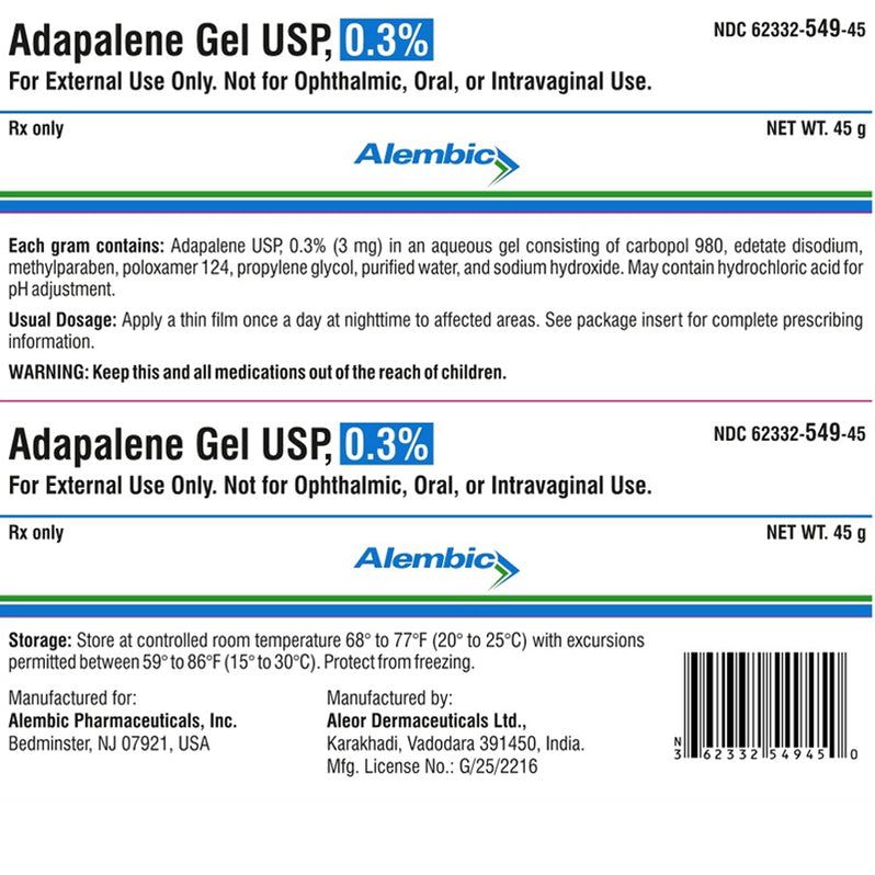 Alembic Adapalene Topical Gel 0.3 45 Gram Tube (Rx) — Mountainside