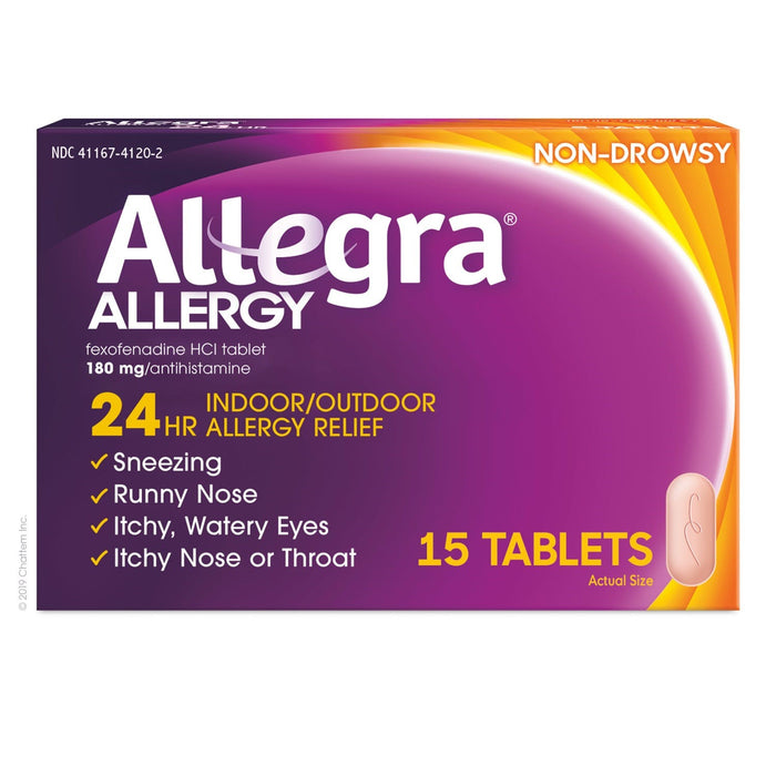 Buy Chattem Allegra 24 Hour Allergy Relief Non-Drowsy 180mg Tablets 15 ct  online at Mountainside Medical Equipment