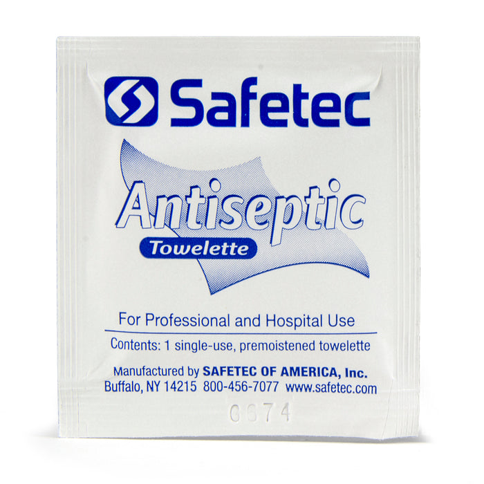 Buy Safetec Antiseptic Premoistened Towelette Wipes with 66.5% Ethyl Alcohol (Contains Aloe Vera) 100ct bulk pack  online at Mountainside Medical Equipment