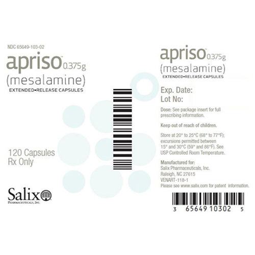 Buy Valeant Pharmaceuticals Apriso Caplets 120mg Ulcerative Colitis Treatment, 120 Capsules  online at Mountainside Medical Equipment