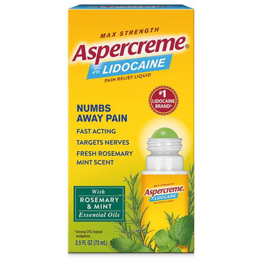 Buy Aspercreme Roll-On Lidocaine Pain Relief with Rosemary & Mint No Mess Applicator used for Pain Relief Applicator