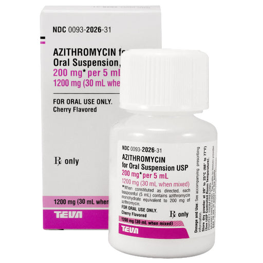 Buy Teva Pharmaceuticals Azithromycin Oral Suspension Solution 200mg/ 5ml (30mL) by Teva  online at Mountainside Medical Equipment