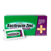 Bacitracin with Zinc Ointment 0.9 gram Packets 144/Box for infection protection & wound healing care.