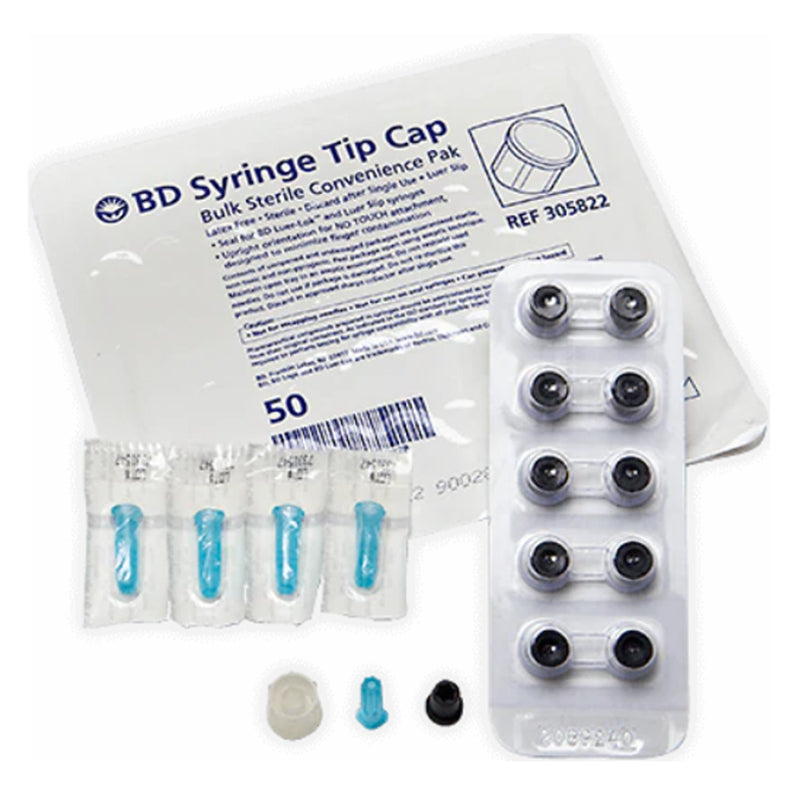 BD 308341 Syringe Tip Caps Sterile Luer Syringe Tip Cap Tray 200 x 1