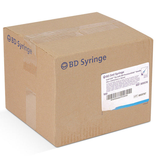 BD 309570 Luer-Lok Syringes with attached PrecisionGlide Hypodermic Needle 25 Gauge x 5/8"