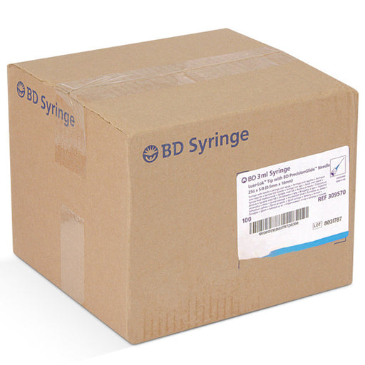Syringes, | BD 309570 Luer-Lok Syringes with attached PrecisionGlide Hypodermic Needle 25 Gauge x 5/8 in (100/Box)
