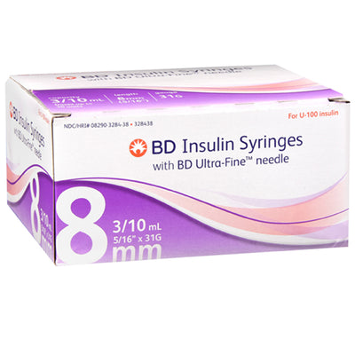 Buy BD Ultra-Fine Insulin Syringes 0.3 mL with Needles 8 mm x 31 gauge, 100/box -BD 328438  online at Mountainside Medical Equipment