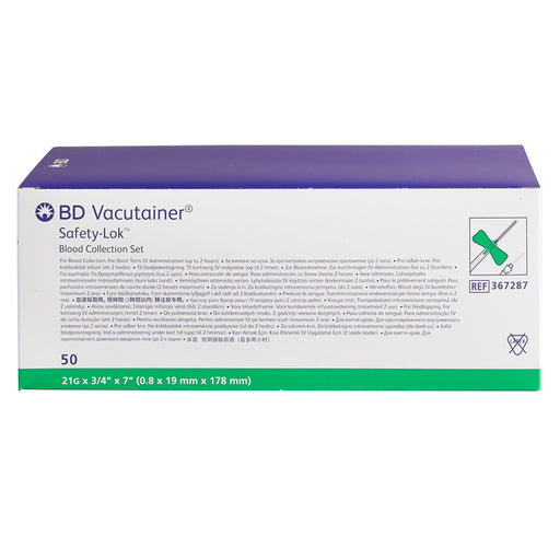 BD Vacutainer Safety-Lok Blood Collection Set 21 gauge x 3/4" with 7" Tubing and Luer Adapter