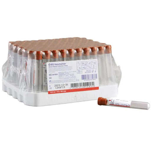 Testing Kits | BD 367820 Vacutainer Plastic Serum Blood Collection Tubes 10 mL, 16mm x 100mm, 100/box