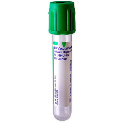 Blood Collection | BD 367884 Vacutainer Lithium Heparin 4 mL Blood Collection Tubes 13mm x 75mm, 100/box