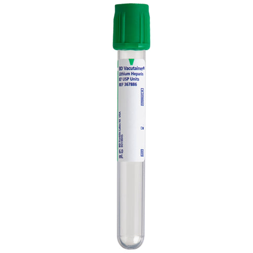 Blood Collection | BD 367886 Vacutainer Lithium Heparin 6 mL Blood Collection Tubes 13mm x 75mm, 100/box