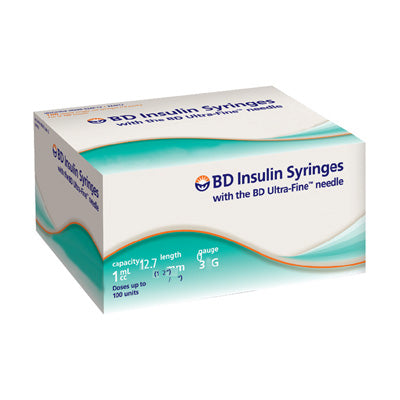 Buy BD BD 328411 Insulin Syringes with Ultra-Fine Needle 12.7mm x 30G 1 mL, 100 Count  online at Mountainside Medical Equipment