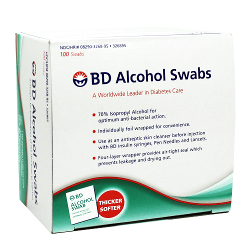 Alcohol Prep Pads, | BD 326895 Alcohol Swabs (Prep Pads) 100/Box