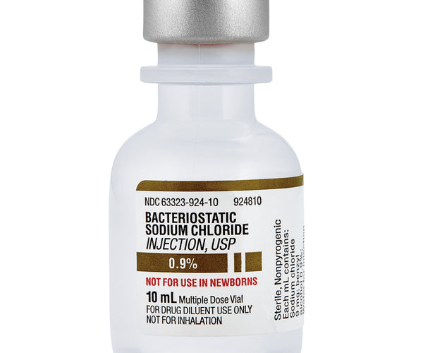 Bacteriostatic Sodium Chloride 0.9% for Injection, 10 mL, 25/Pack (Rx)