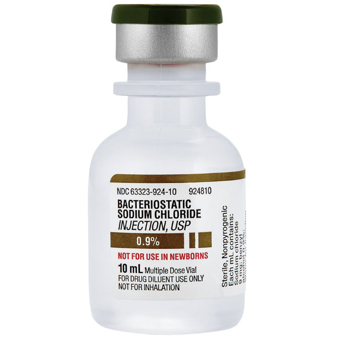 mountainside medical bac water Bacteriostatic Sodium Chloride 0.9% for Injection, 10 mL, 25/Pack (Rx) mountainside medical bac water Bacteriostatic Sodium Chloride 0.9% for Injection, 10 mL, 25/Pack (Rx)