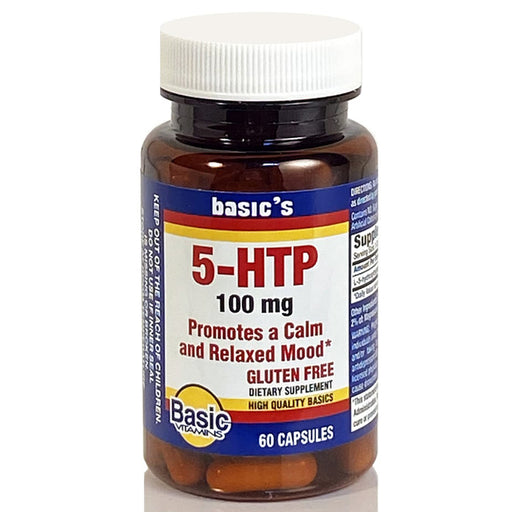 Basic Drugs 5-HTP Supplement for Mood, Sleep, Anxiety & Brian Health 100 mg Tablets 60 Count | Mountainside Medical Equipment 1-888-687-4334 to Buy