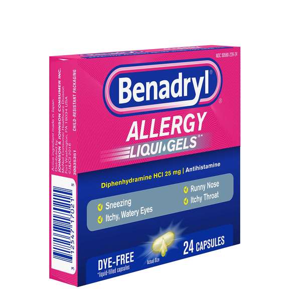 Benadryl Dye-Free Liqui-gels 24ct product package
