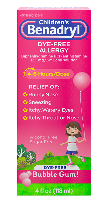 Buy Johnson and Johnson Consumer Inc Benadryl Children's Dye-Free Allergy Relief Medicine Liquid Bubble Gum Flavor  online at Mountainside Medical Equipment