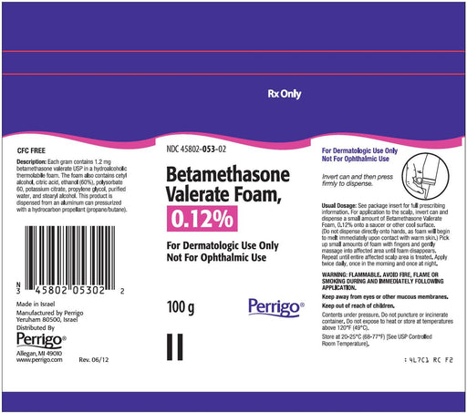 Buy Perrigo Betamethasone Valerate Foam 0.12% by Perrigo  online at Mountainside Medical Equipment