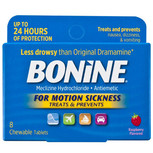 Motion Sickness | Bonine Motion Sickness Prevention Chewable Tablets, 6 Count Raspberry Flavor