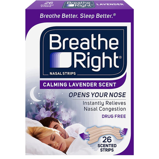 Nasal Congestion Relief, | Breathe Right Calming Lavender Scent Nasal Strips for Nasal Congestion Relief 26 Count