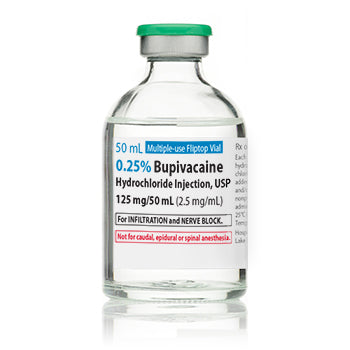 Pfizer Injectables Bupivacaine 0.25% for Injection Multiple Dose 50mL Vial, 25/tray (Rx) | Buy at Mountainside Medical Equipment 1-888-687-4334