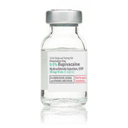 Bupivacaine 0.5% for Injection Single-Dose 10 mL Vial on a sterile surface, essential for effective local anesthesia and precise pain management.