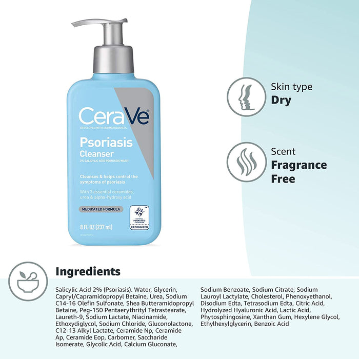 Buy La Roche CeraVe Psoriasis Cleanser for Psoriasis Skin Therapy Treatment with Salicylic Acid for Dry Skin Itch Relief  online at Mountainside Medical Equipment