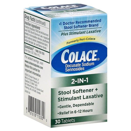 Stool Softener Laxative | Colace 2-in-1 Tablets Stool Softener Plus Stimulant Laxative