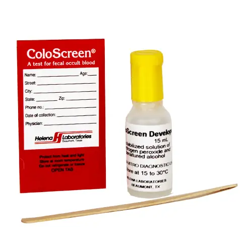 Helena Laboratories ColoScreen Occult Blood Tests 100 Slides, 2 x 15mL Developers, Applicators, 100/bx | Mountainside Medical Equipment 1-888-687-4334 to Buy