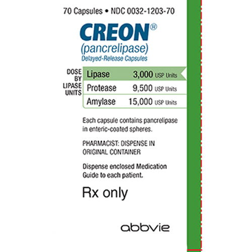 Creon DR (Pancrelipase) Capsules 3000 USP Units 70/Bottle (RX ...