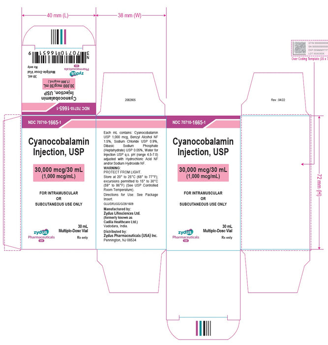 Zydus pharmaceuticals Cyanocobalamin for Injection Box Label