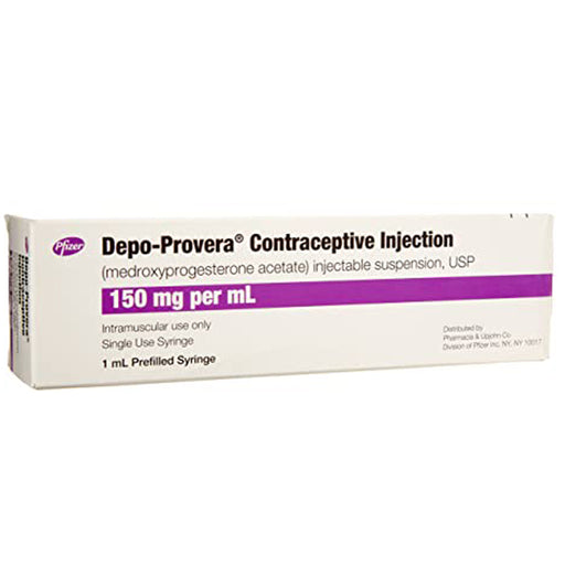Depo-Provera Contraceptive Injection Prefilled Syringe for reliable birth control, supporting hormonal balance and menstrual regulation.