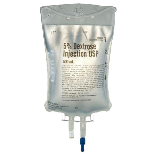 IV Bags | Dextrose 5% for Injection 500ml IV Bag, 24/cs, Baxter *Expiration 7/2023*