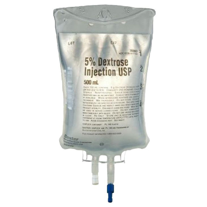 IV Bags, Dextrose 5% for Injection 500 ml Solution 24/cs, Baxter ...