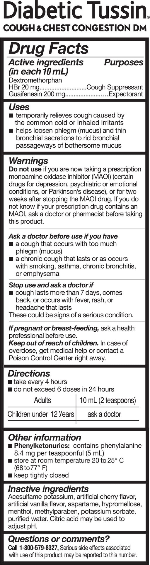 Buy MedTech Diabetic Tussin Cough and Chest Congestion Relief Liquid Cough Syrup, Sugar Free, 4 oz  online at Mountainside Medical Equipment