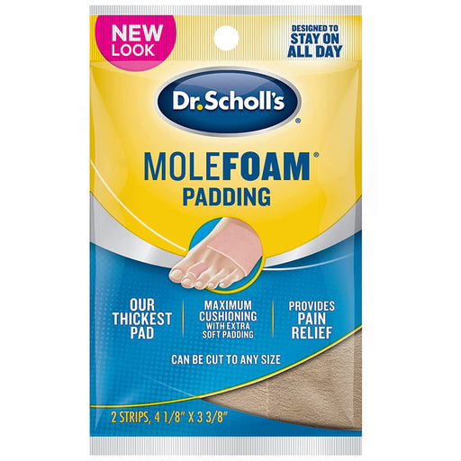 Footcare | Dr Scholl's Molefoam Pain Relief Padding Strips 4-1/8" x 3-3/8" (2-Pack)
